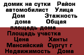 домик на сутки › Район ­ автомобилист › Улица ­ 7 › Дом ­ 219 › Этажность дома ­ 1 › Общая площадь дома ­ 33 › Площадь участка ­ 6 › Цена ­ 700 - Ханты-Мансийский, Сургут г. Недвижимость » Дома, коттеджи, дачи аренда   